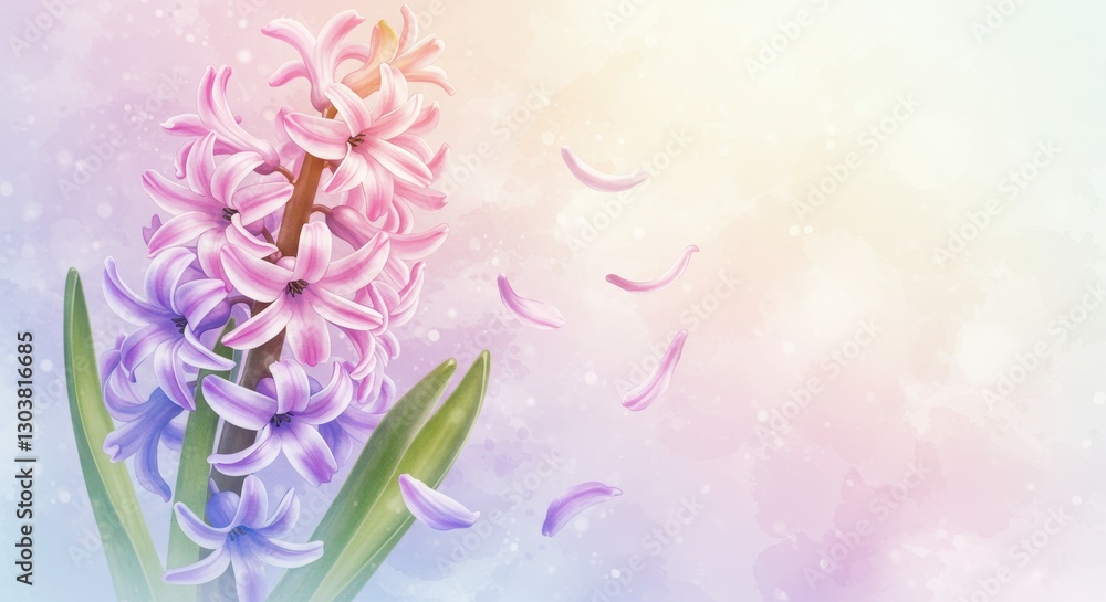 Fototapeta premium ヒヤシンスの水彩画イラスト