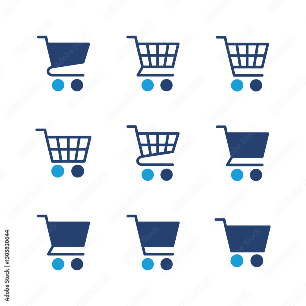 Shopping icon set. Shopping cart icon. Trolley icon vector Shopping icon set. Shopping cart icon. Trolley icon vector