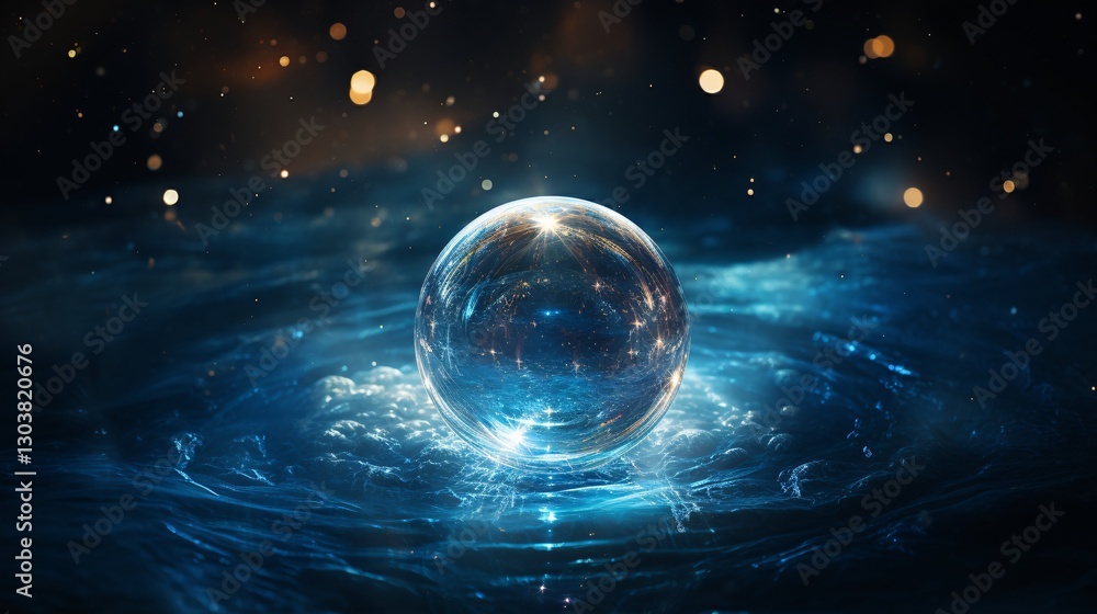 A hovering crystal orb acting as a conduit of pure cosmic energy A hovering crystal orb acting as a conduit of pure cosmic energy
