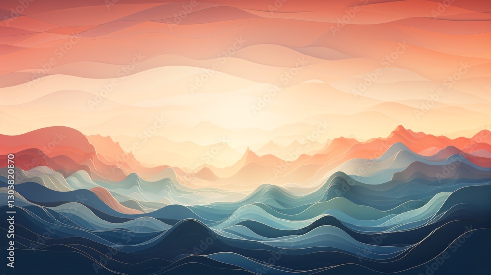 A landscape of shifting light waves, forming intricate geometric patterns A landscape of shifting light waves, forming intricate geometric patterns