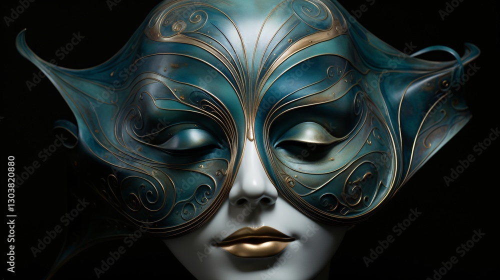Naklejka premium A floating mask of energy whispering ancient knowledge