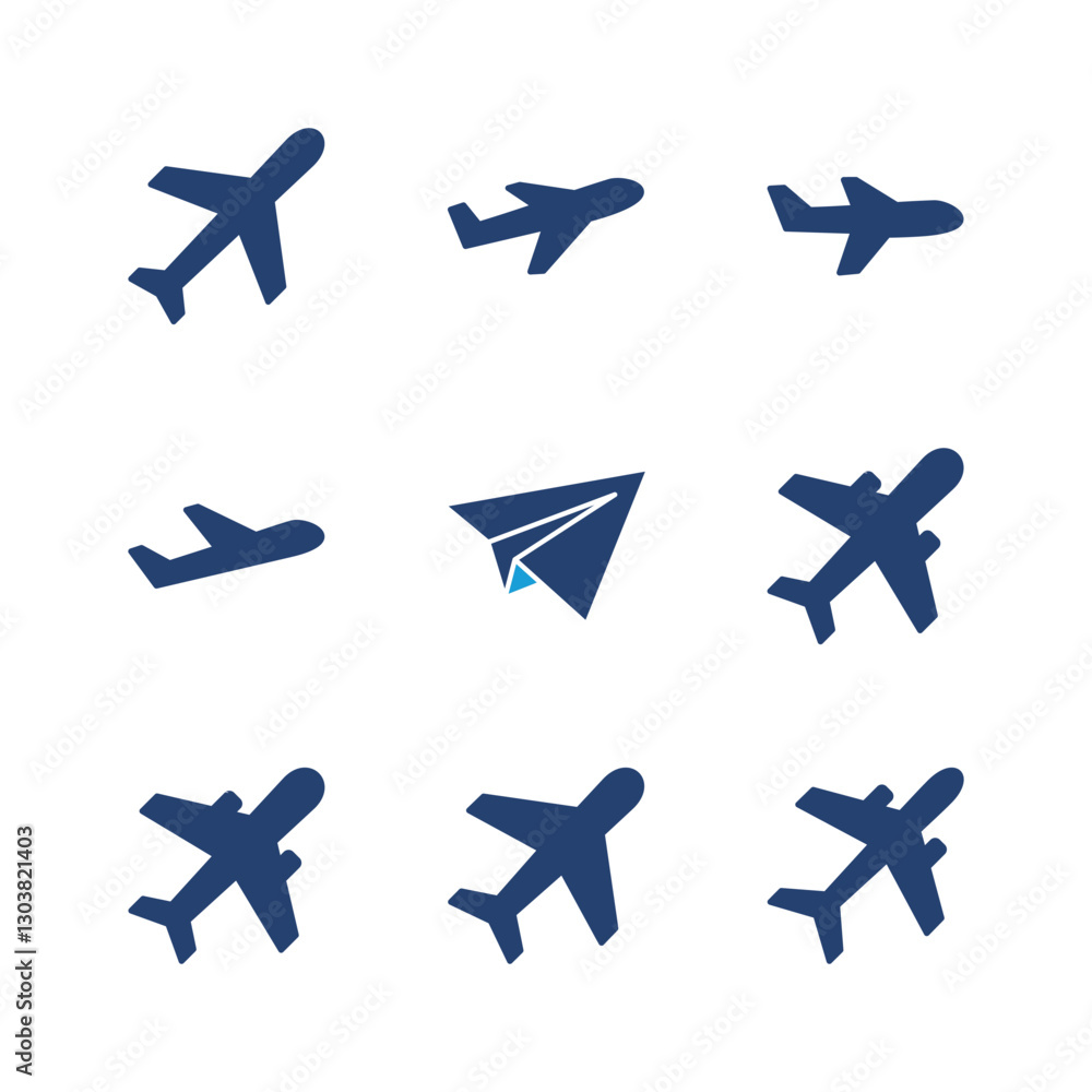 Fototapeta premium Plane icon set. Airplane icon vector. Flight transport symbol. Travel illustration. Holiday symbol