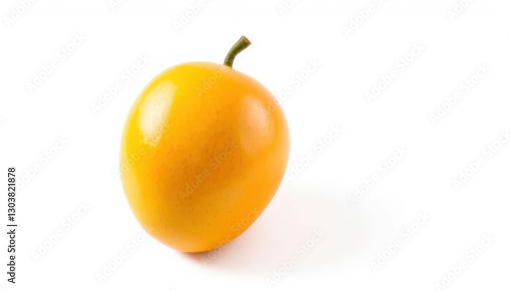 Single ripe mango, vibrant yellow-orange skin, glossy texture, isolated on pure white, vitamin, single Single ripe mango, vibrant yellow-orange skin, glossy texture, isolated on pure white, vitamin, single