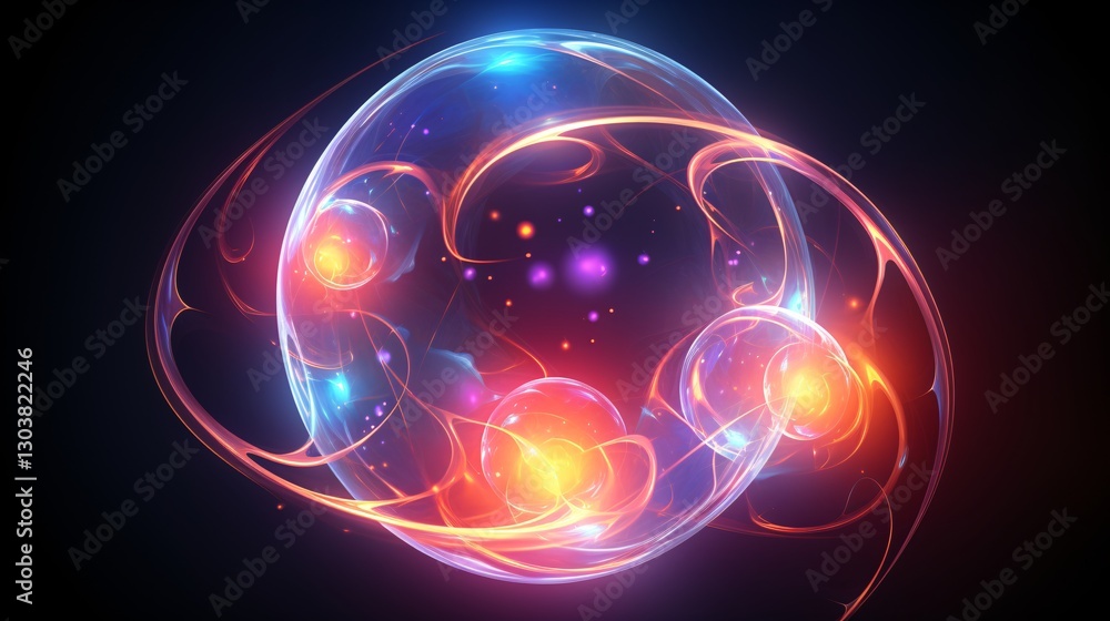 Obraz premium A pulsing neon orb filled with shifting fractal energy
