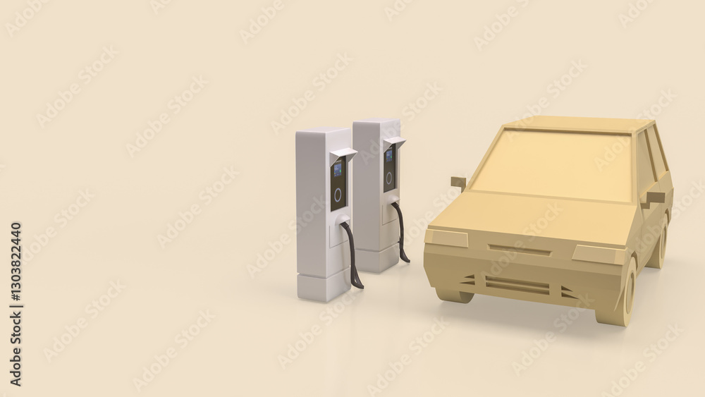 Fototapeta premium The EV Station and Car for Technology or Transportation concept 3d Rendering.
