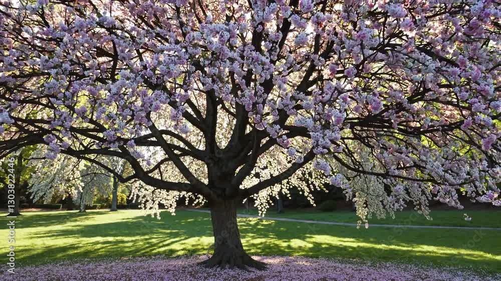 Ephemeral Dance of Blossoms Under Soft Sunlight in a Serene Outdoor Setting Ephemeral Dance of Blossoms Under Soft Sunlight in a Serene Outdoor Setting
