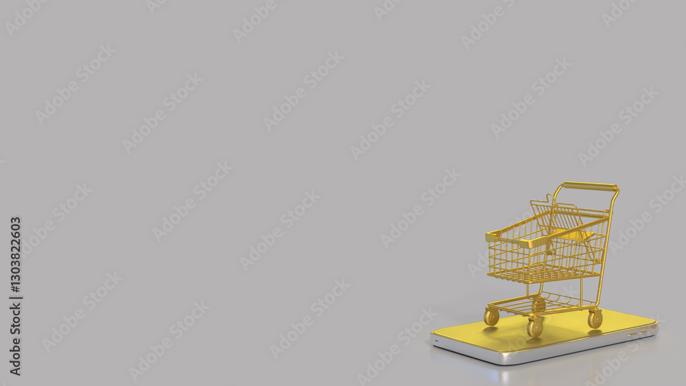 The Gold Shopping cart for Business concept 3d Rendering. The Gold Shopping cart for Business concept 3d Rendering.