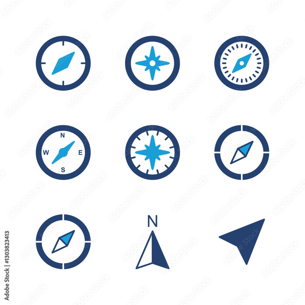 Compass icon set. arrow compass icon vector Compass icon set. arrow compass icon vector