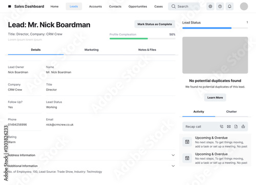 Sales CRM Platform, Leads Dashboard, Salesforce B2B Web App, Revenue Growth System UI Kit Template
