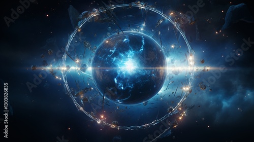 A futuristic Dyson Sphere collecting the energy of an entire star