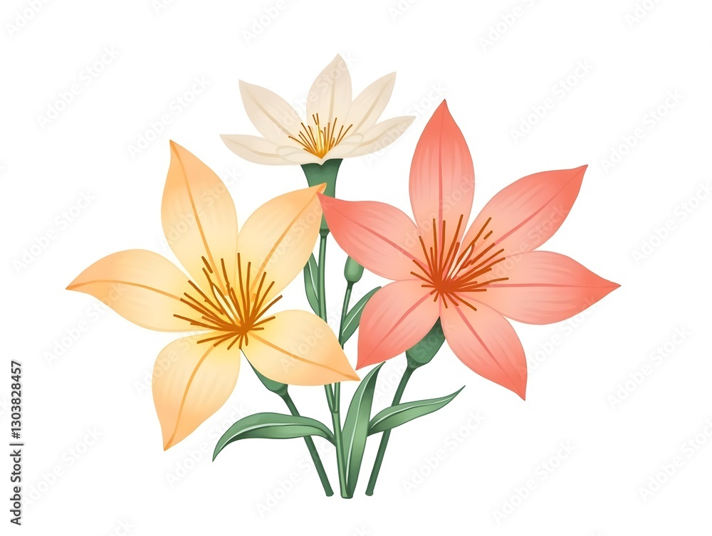 Stylish Hypericum Flower Bouquet Illustration Stylish Hypericum Flower Bouquet Illustration