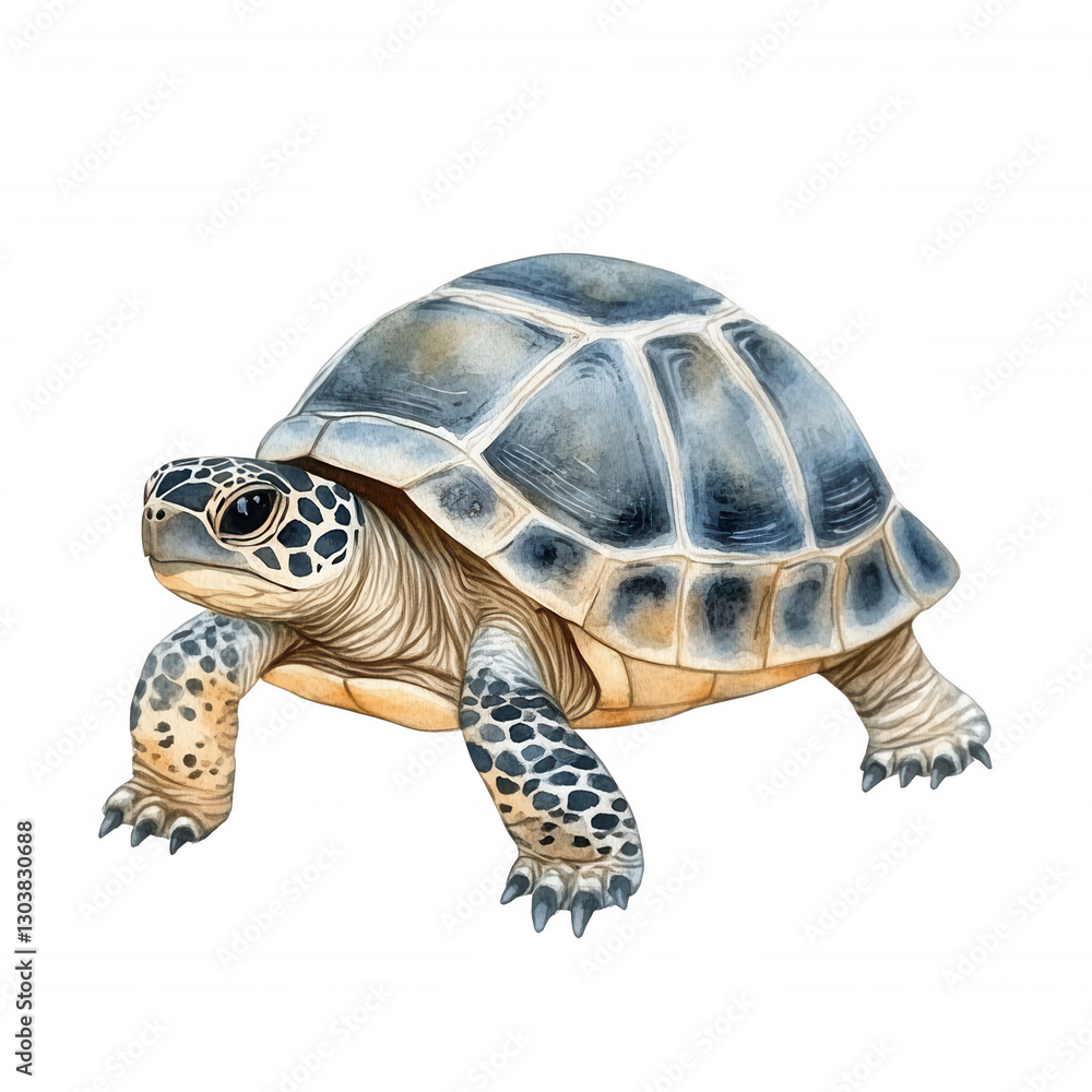Fototapeta premium A detailed illustration of a turtle with a patterned shell, featuring unique textures and colors highlighting its natural beauty.