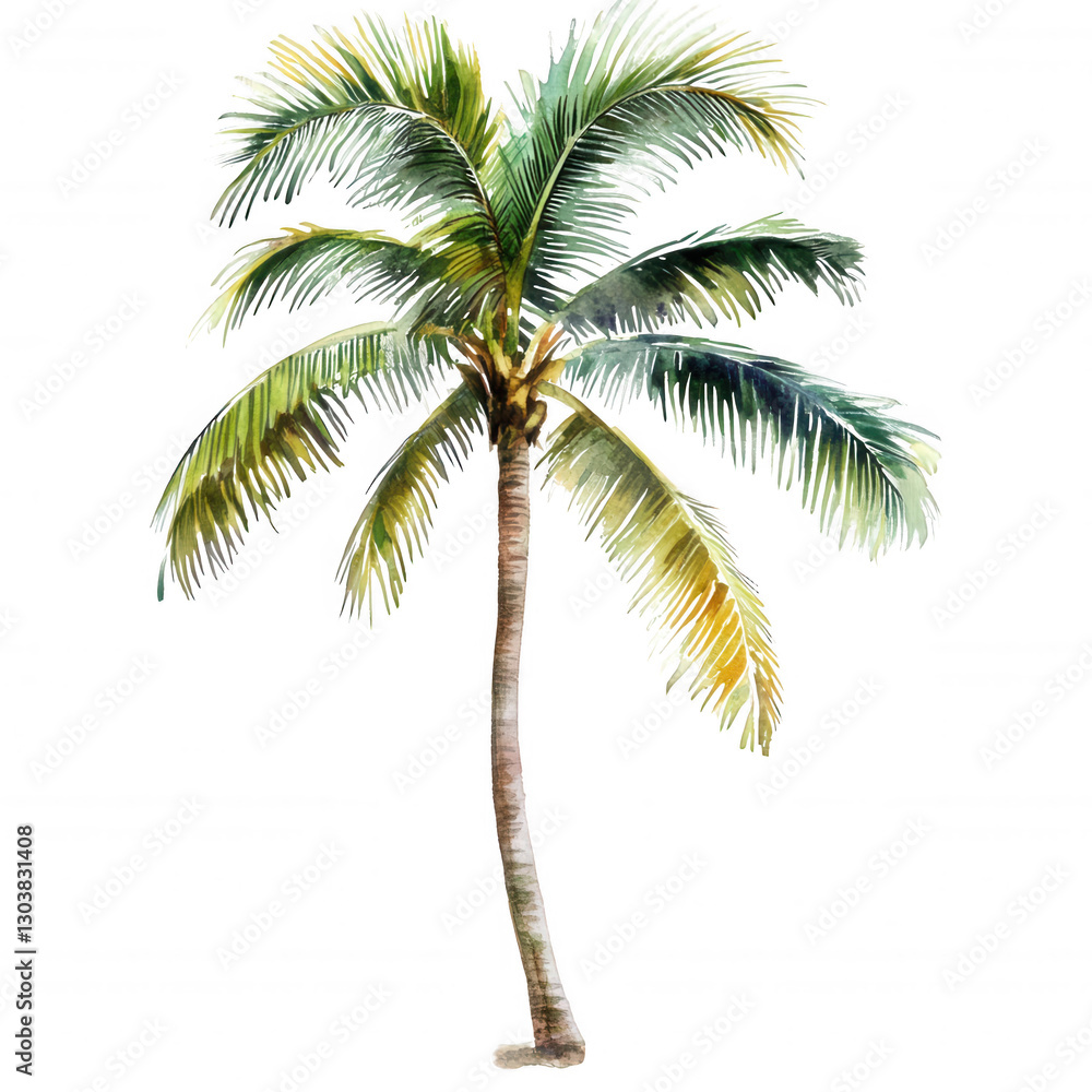 A tall palm tree with lush, green fronds and a slender trunk. A tall palm tree with lush, green fronds and a slender trunk.
