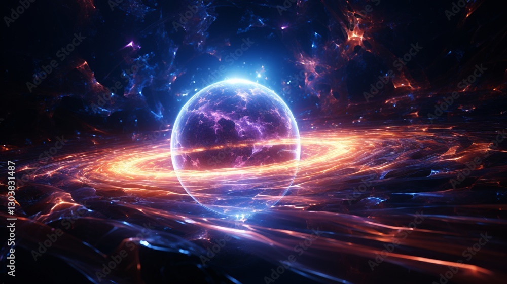 A floating orb of pure cosmic energy, pulsating in a deep space rift A floating orb of pure cosmic energy, pulsating in a deep space rift
