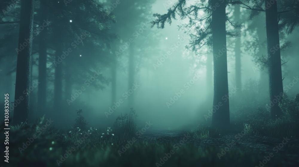 Fototapeta premium Enigmatic Forest Path: A Mystical Journey into the Emerald Depths