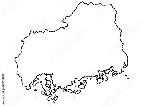 少しゆるい白い広島県地図 中国地方 西日本