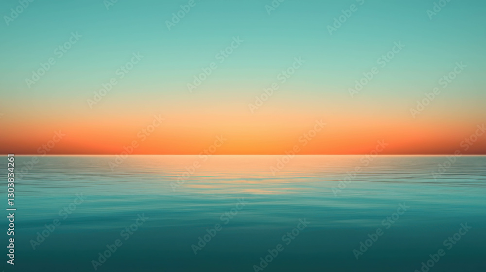 Obraz premium Subtle Light Symphony with Gentle Interplay of Colorful Horizon and Calm Water Surface