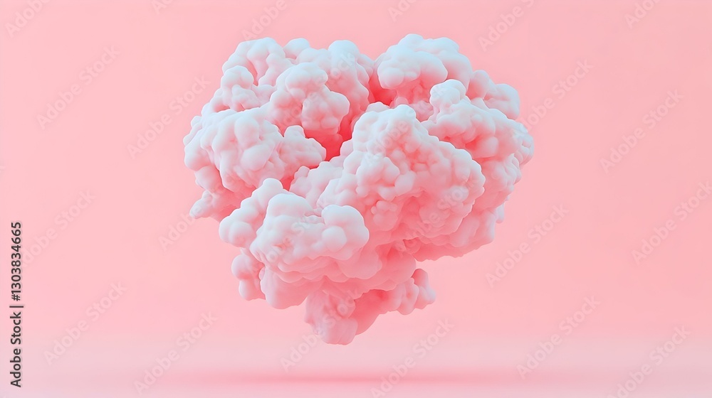 Soft Pink Heart Shape Cloud on Pastel Pink Background Soft Pink Heart Shape Cloud on Pastel Pink Background