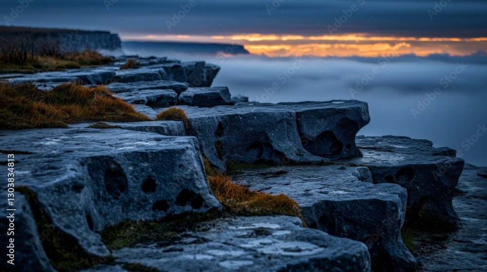 Dramatic Coastal Cliffs Sunrise Mist Rugged Rocks Ocean View Dramatic Coastal Cliffs Sunrise Mist Rugged Rocks Ocean View