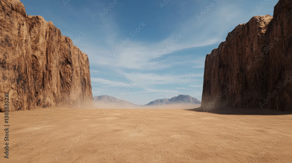 Fototapeta premium Epic Whispering Sands of Destiny with Stunning Desert Vistas and Majestic Rocky Cliffs