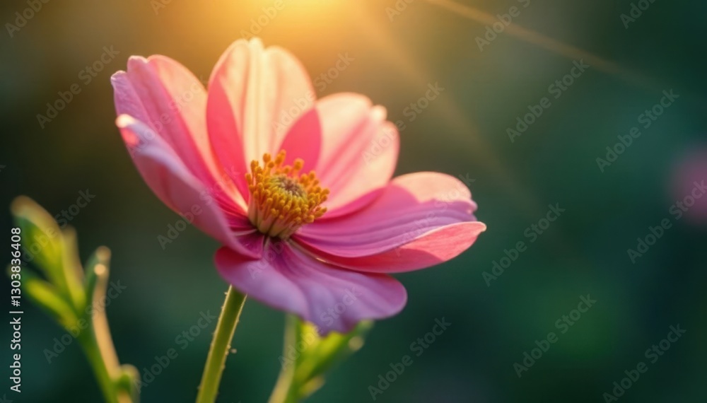 Flower with soft light rays emanating from it, rays, gentle Flower with soft light rays emanating from it, rays, gentle