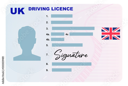 UK driving licence illustration isolated on white background.