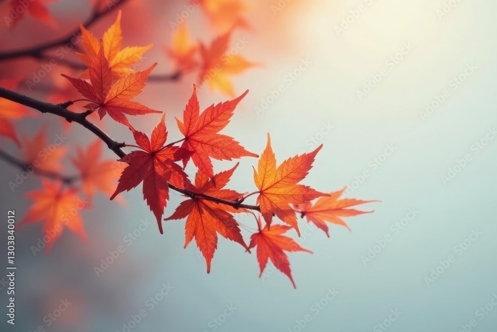 A delicate maple branch against a soft and clean white, leaves, tree A delicate maple branch against a soft and clean white, leaves, tree
