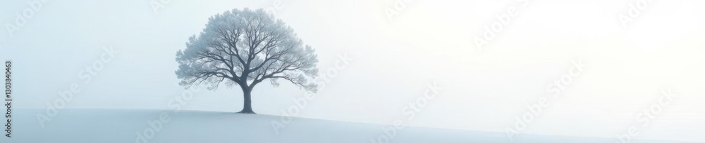 Fog swirls around a lone tree against a bright white background, white, depth, tree Fog swirls around a lone tree against a bright white background, white, depth, tree
