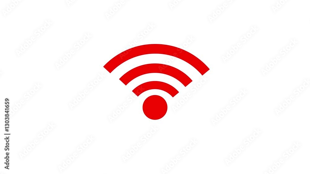 4K Animated wifi red color with Alpha Channel , MOV Format
