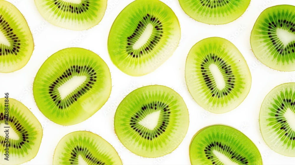 Fototapeta premium Kiwi slices on a white background