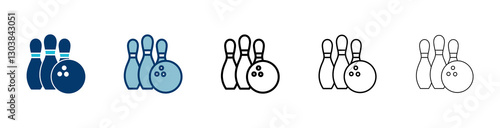 Bowling game Pin Icon vector isolated on white background. Bowling icon, ball and pin