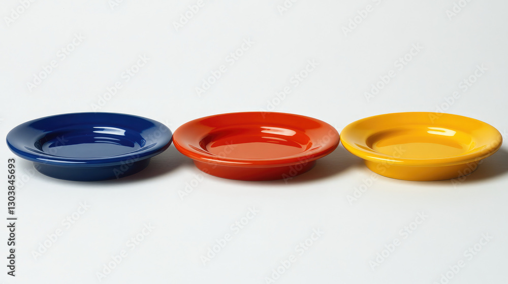 Colorful plates arranged in rows on a white background. Ideal for food photography, tableware blogs, party planning websites, kitchen decor articles, and vibrant dining themes. Colorful plates arranged in rows on a white background. Ideal for food photography, tableware blogs, party planning websites, kitchen decor articles, and vibrant dining themes.