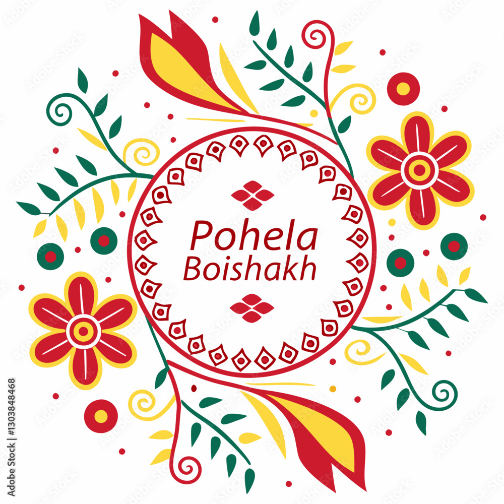 Obraz premium An image of the Bengali new year 'Pohela Boishakh' festival related vector design on a white background