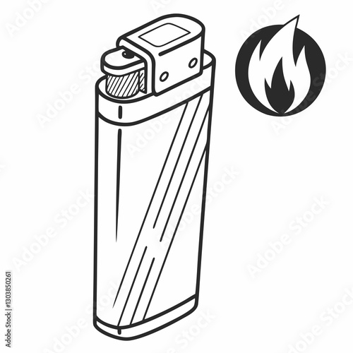 Cigarette gas lighter isolated on white background vector design. 