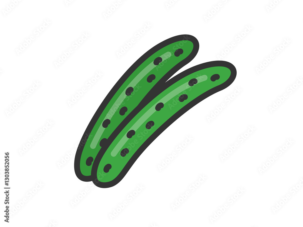 キュウリのアイコン(線画カラー)のイラスト キュウリのアイコン(線画カラー)のイラスト
