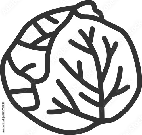 キャベツのアイコン（線画）のイラスト