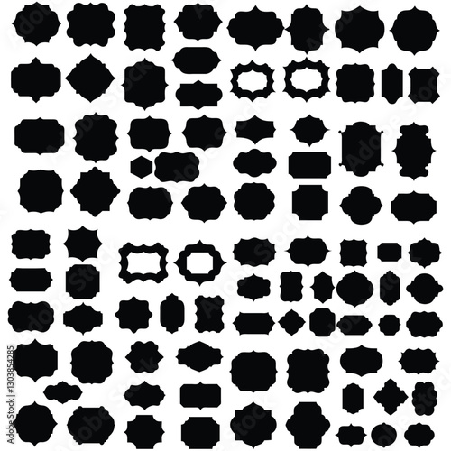 Vintage Badge & Label Frames Vector Set. Ornamental Black Silhouettes Collection.