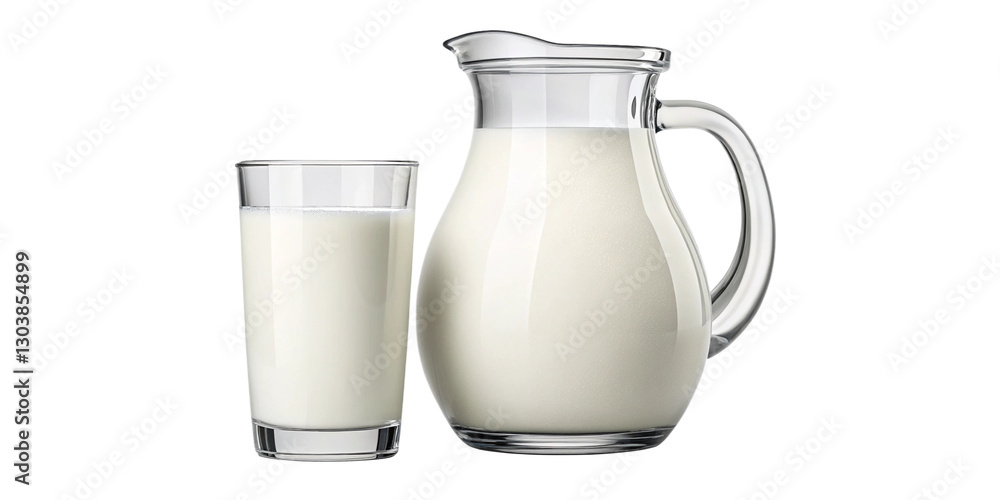 Fresh Milk in Glass and Jug – Isolated Transparent Background – Generative AI
Realistic Jug and Glass of Milk – High-Quality Transparent PNG – AI-Generated