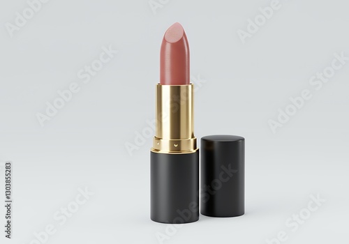 Elegant Lipstick in Black and Gold Casing Against a Plain Background