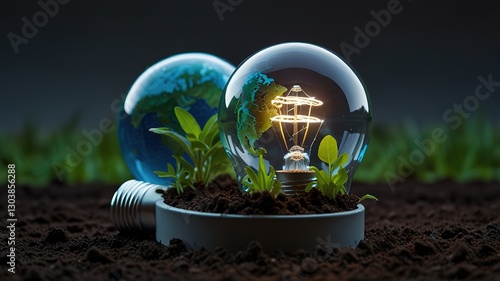 light bulb with plant inside