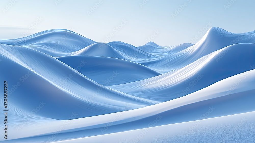 Abstract, smooth, light blue, wavy landscape, 3D render, background design, digital art, for posters, presentations Abstract, smooth, light blue, wavy landscape, 3D render, background design, digital art, for posters, presentations