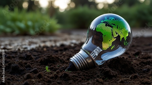 light bulb with earth