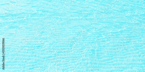turquoise ocean waves, top view. Blue sea surface with transparent water as background