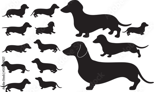 Dachshund Silhouette on White Background 