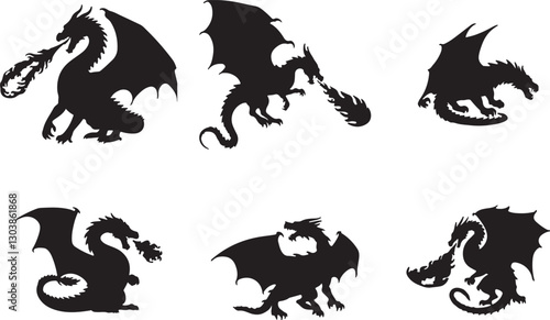 Dragon Silhouette on White Background