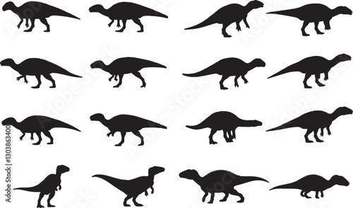 Hypsilophodon Silhouette on White Background 