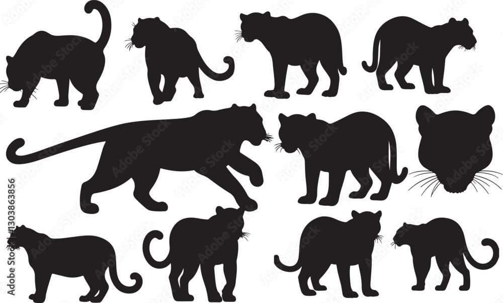 Naklejka premium Leopard Silhouette Set