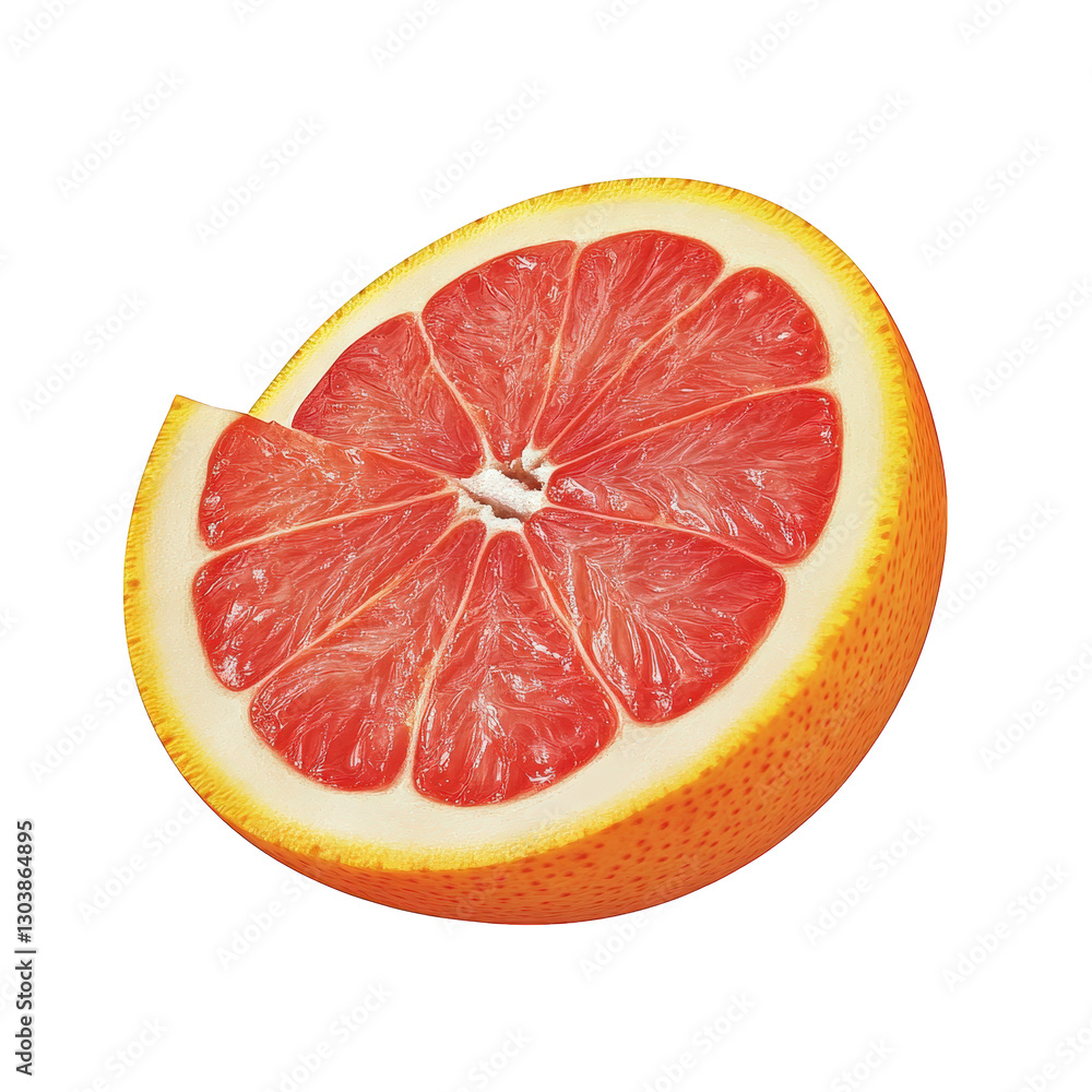 halved grapefruit. showcasing its vibrant pink flesh and textured segments against a white background the bright orange rind contrasts with the juicy interior. emphasizing freshness and health it serv halved grapefruit. showcasing its vibrant pink flesh and textured segments against a white background the bright orange rind contrasts with the juicy interior. emphasizing freshness and health it serv