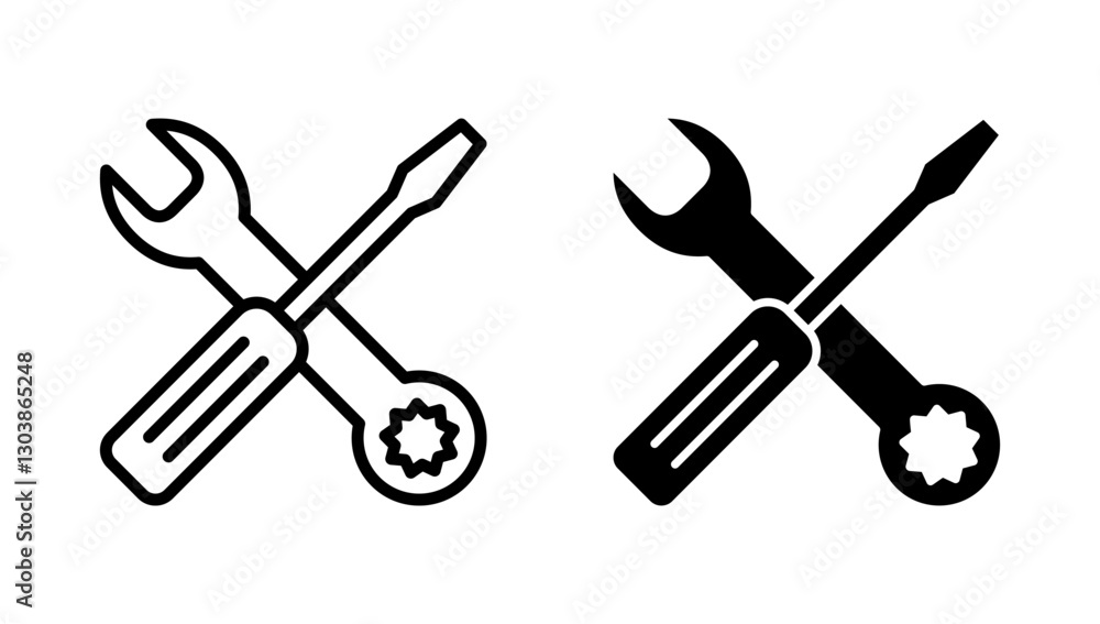 Repair tools icon vector. tool sign and symbol. setting icon. Wrench and screwdriver. Service Repair tools icon vector. tool sign and symbol. setting icon. Wrench and screwdriver. Service