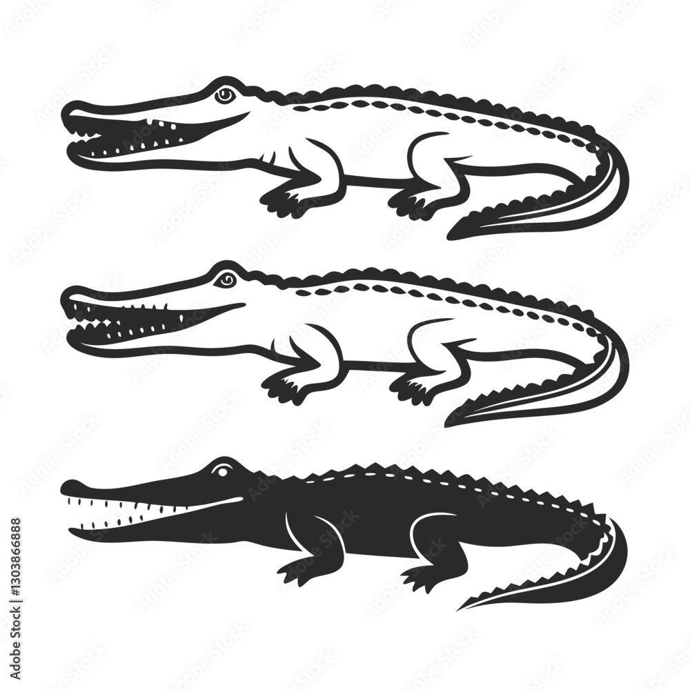 Fototapeta premium alligator-silhouette-vector (7).eps